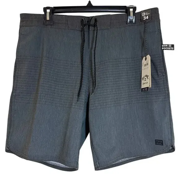 NWT Men’s Billabong Low Tide Board Shorts 34 Mid Length Gray Shorts With Pockets - Picture 1 of 6